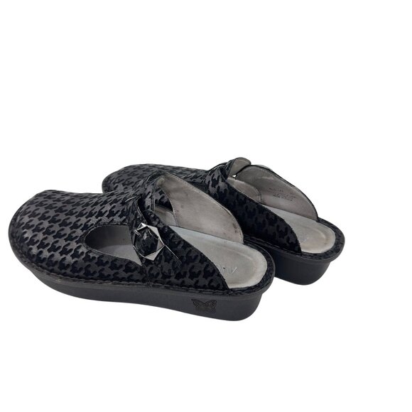 Alegria ALG-772 Womens SZ 39 Leather Mary Jane Slip On Clogs Houndstooth Pattern - Picture 6 of 12